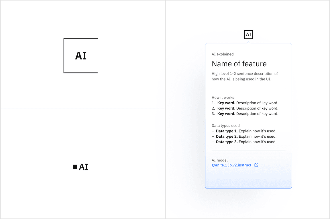 Light mode example of the AI label and explainability popover.